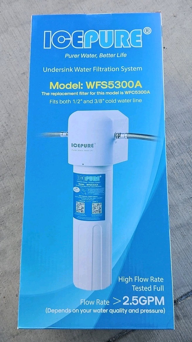 IcePure Under Sink Water Filter 22000 Gallons 99.9% Chlorine Reduction WFS5300A