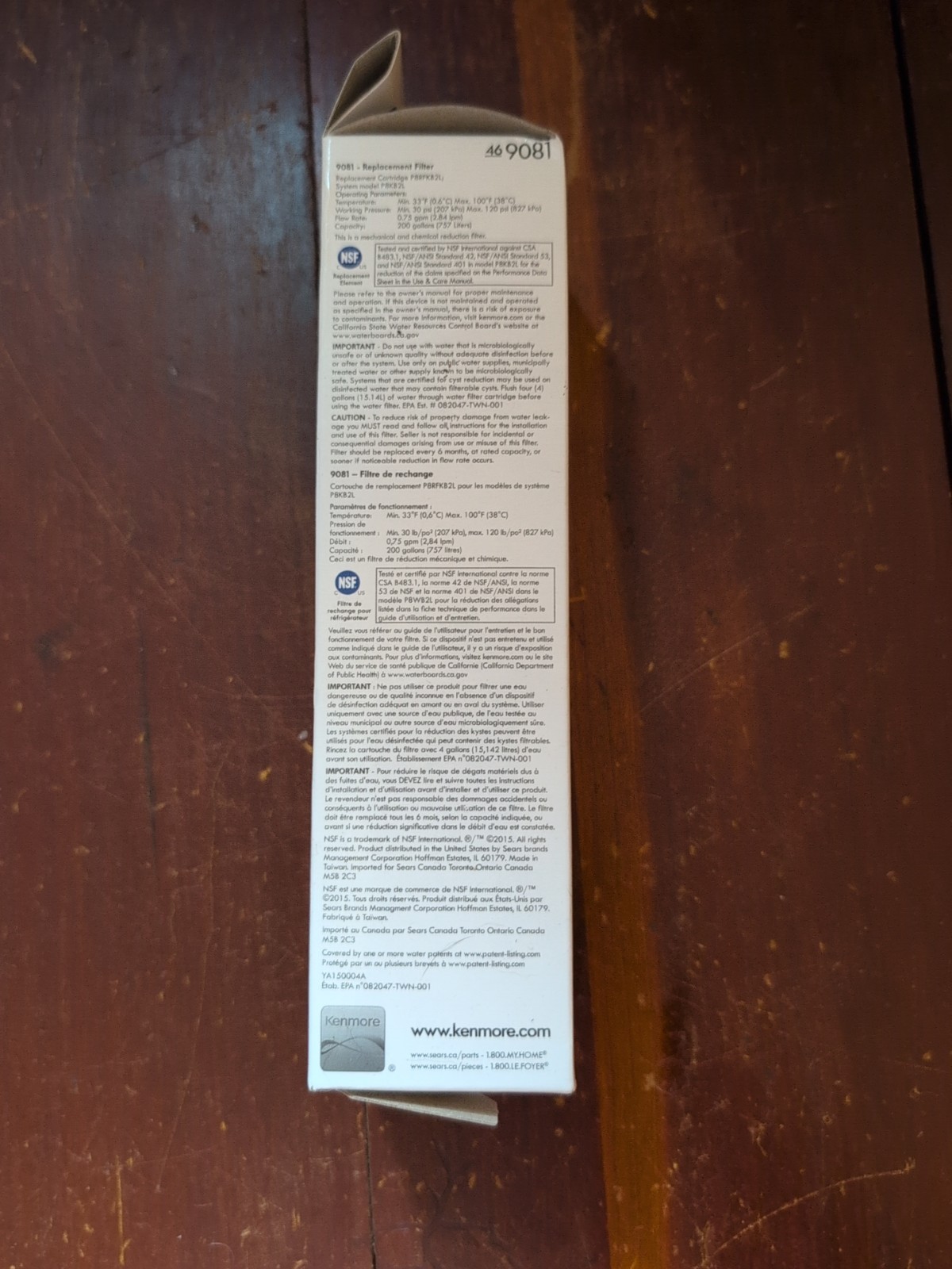 Kenmore Replacement Refrigerator Water Filter 469081 Open Box Filter Sealed