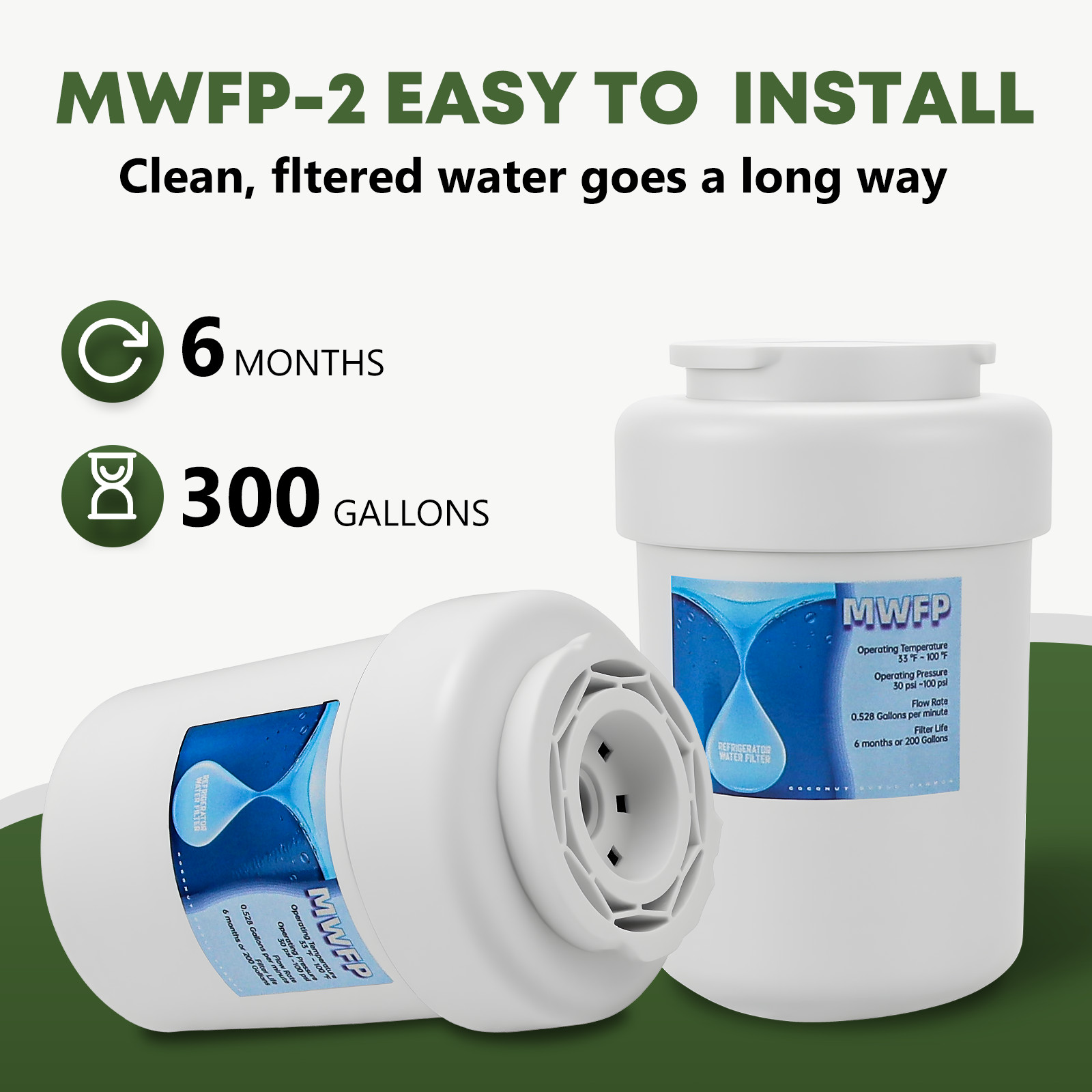 6 pack MWFP Refrigerator Water Filter Replacement for GE MWF MWFP GWF 46-9991