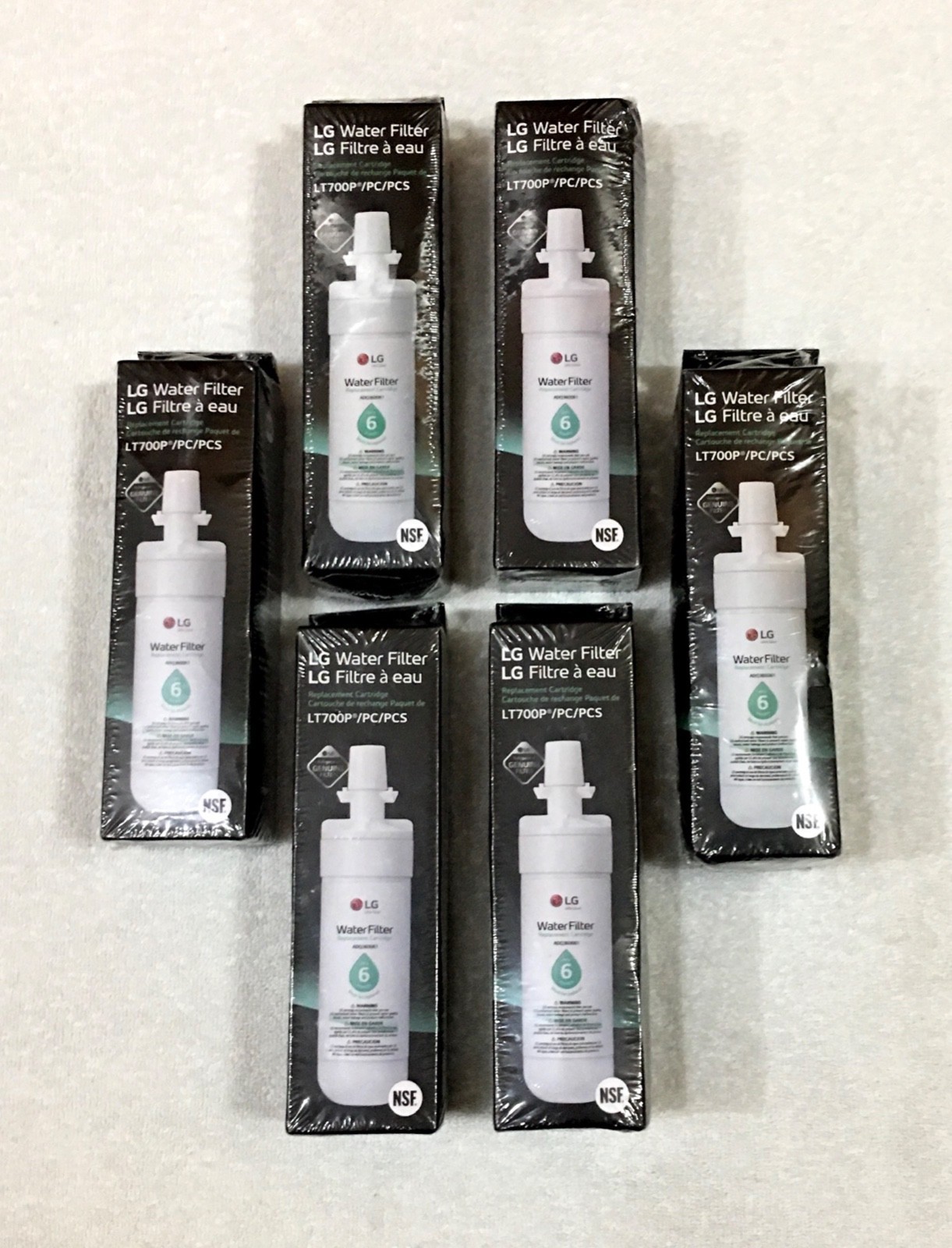 LG 6 Month / 200 Gallon Capacity Replacement Refrigerator Water Filter 6-pack