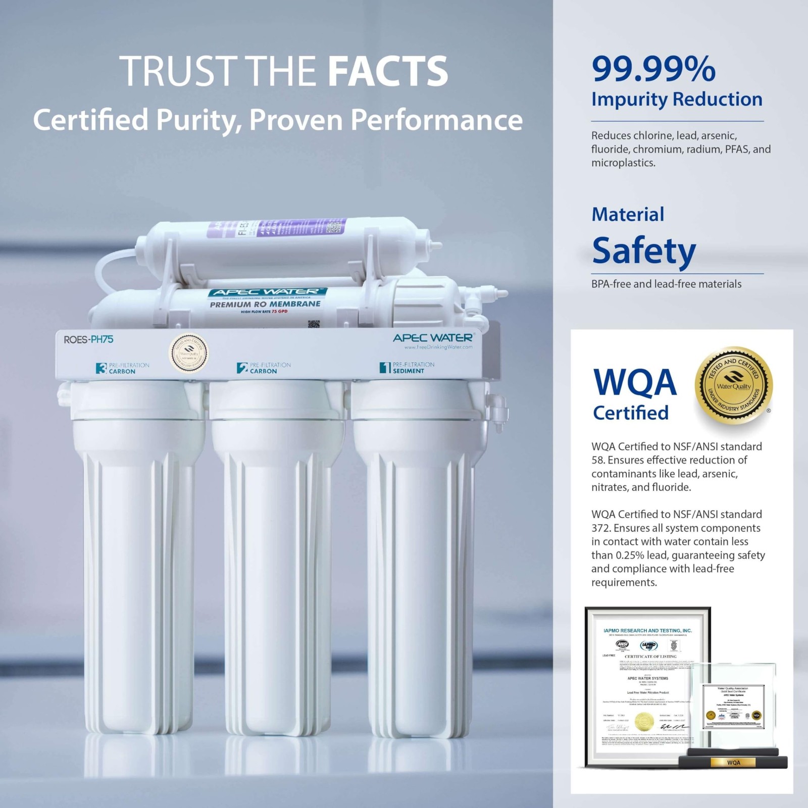 APEC Water Systems ROES-PH75 Essence Series Top Tier Alkaline Mineral pH+ 75 …