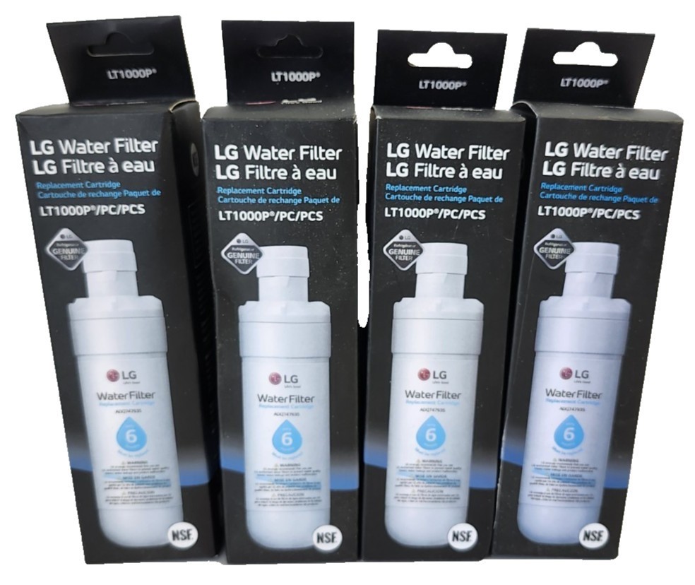 4x Genuine LG LT1000P ADQ747935 NSF Water Filter Fridge Replacement Cartridges