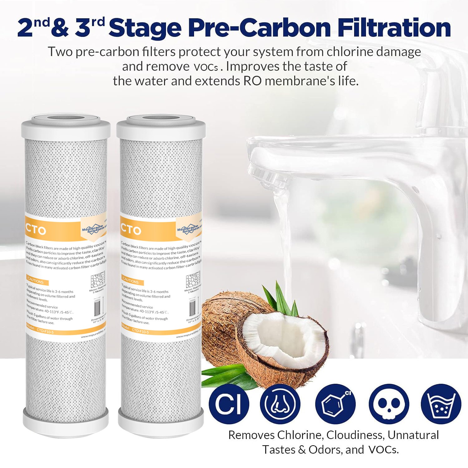 5 Stage Reverse Osmosis 50/75/100/150 GPD RO Membrane Sediment Water Filter Set