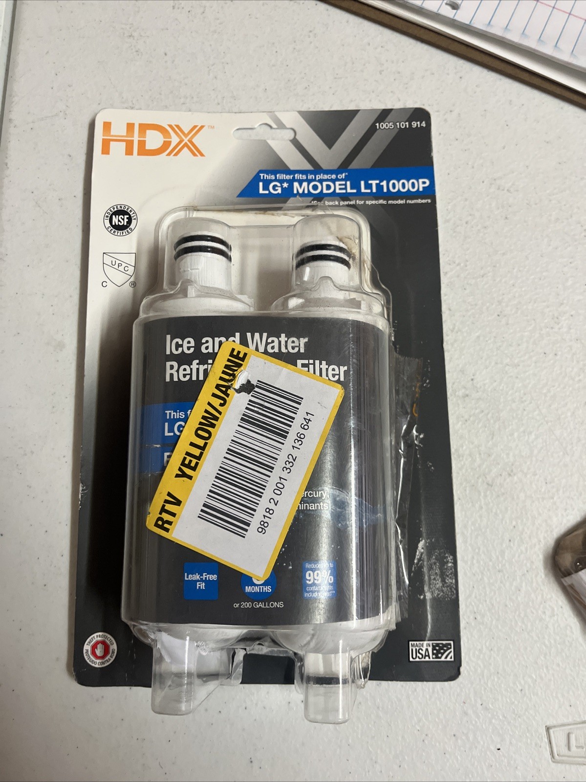 2-Pack HDX FML-5 Refrigerator Water Filters Replacement for LG LT 1000P