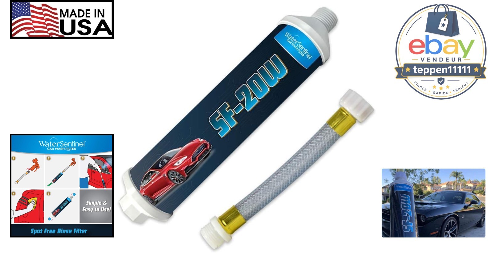 Spotless Car Wash Inline Deionized Water Filter 0.5 GPM Brass Adapter