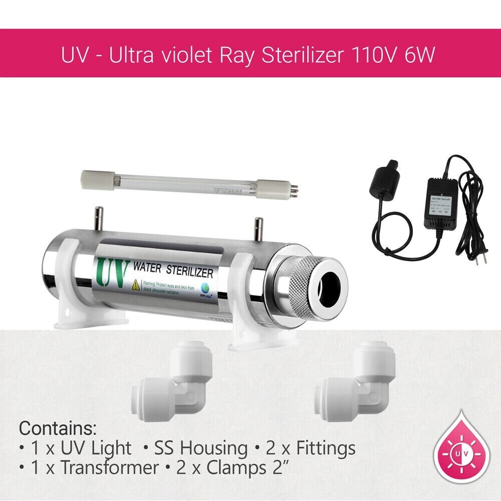 6W UV Ultraviolet Light For Reverse Osmosis System Drinking 0.5 GPM Water Filter