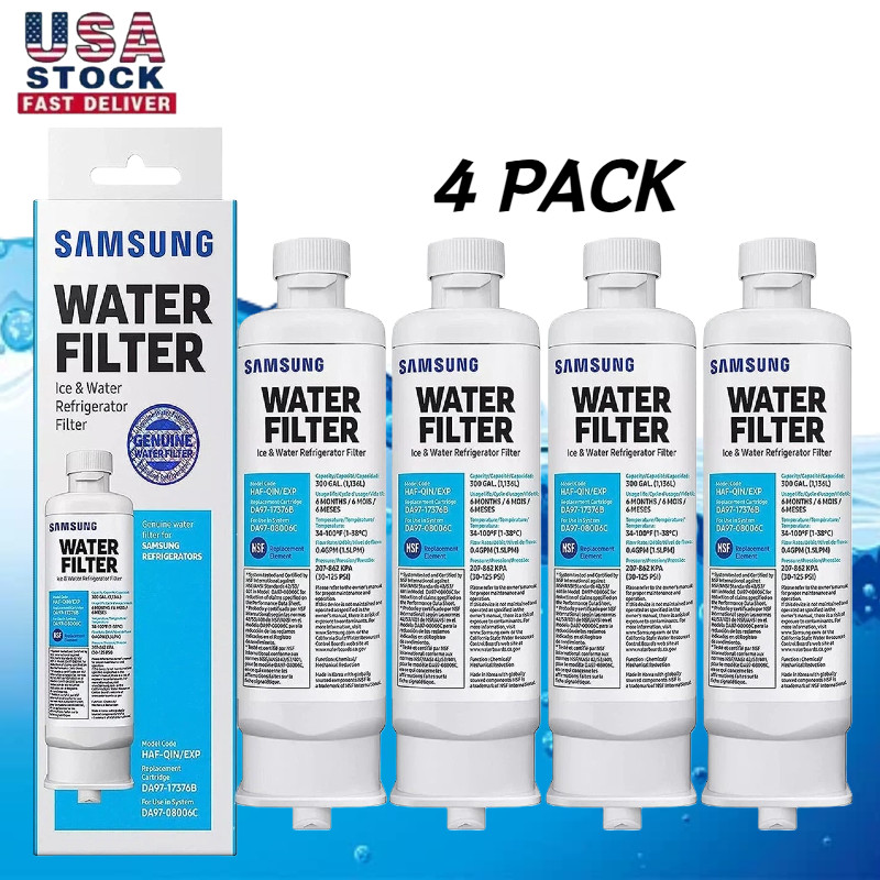 4 PACK Genuine Samsung DA97-17376B HAF-QIN/EXP REFRIGERATOR Water Filter US