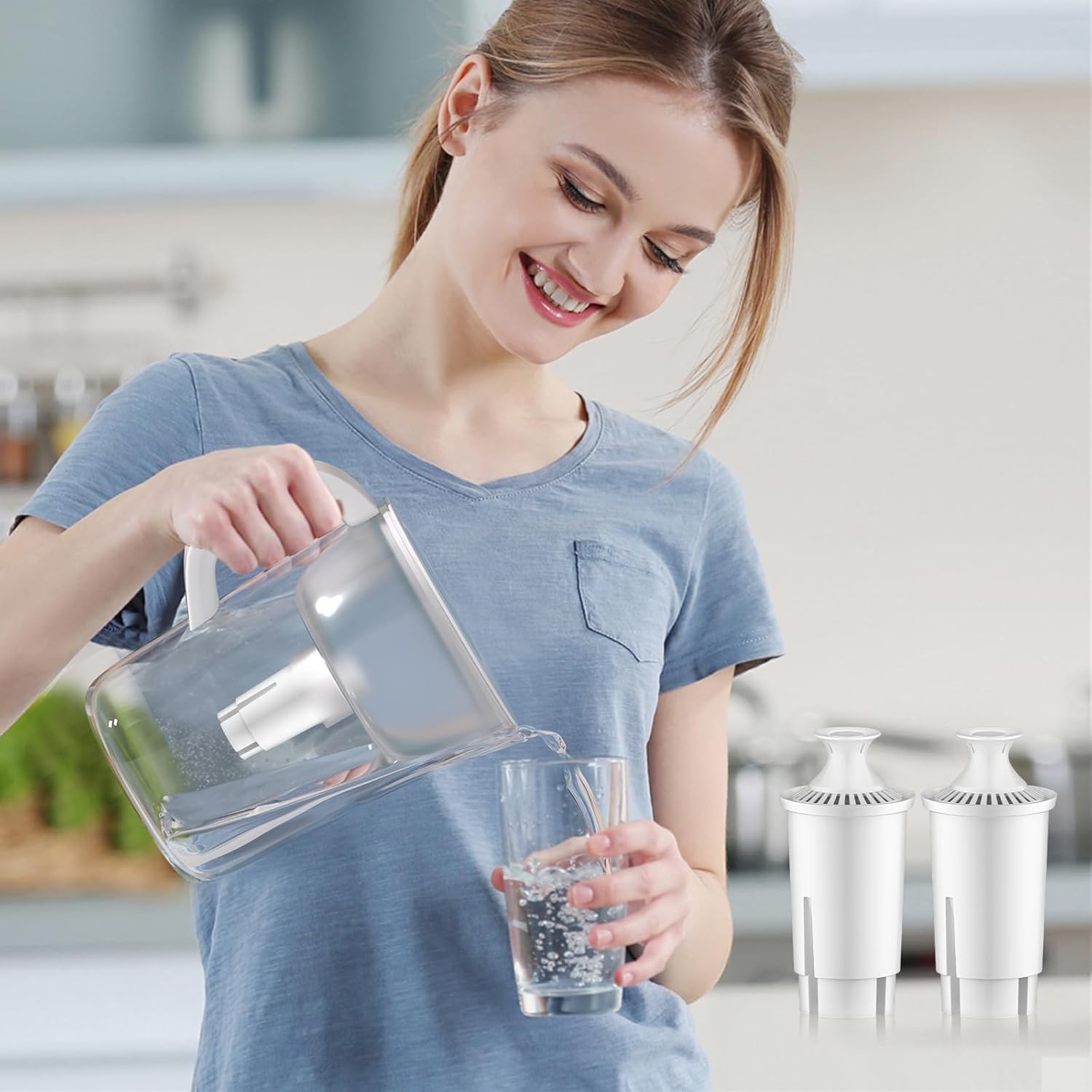 Coconut Shell 2-Pack Water Pitcher Filter – Removes Chlorine & Heavy Metals