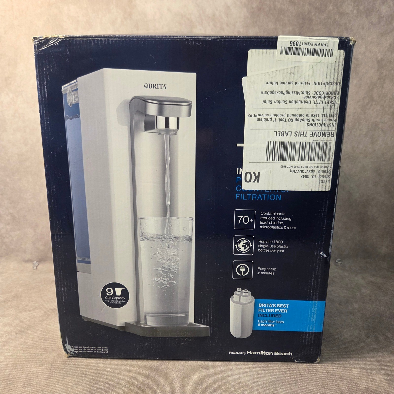 Brita Hub Instant Countertop Water Filtration System White 87344 Electric 9 Cup