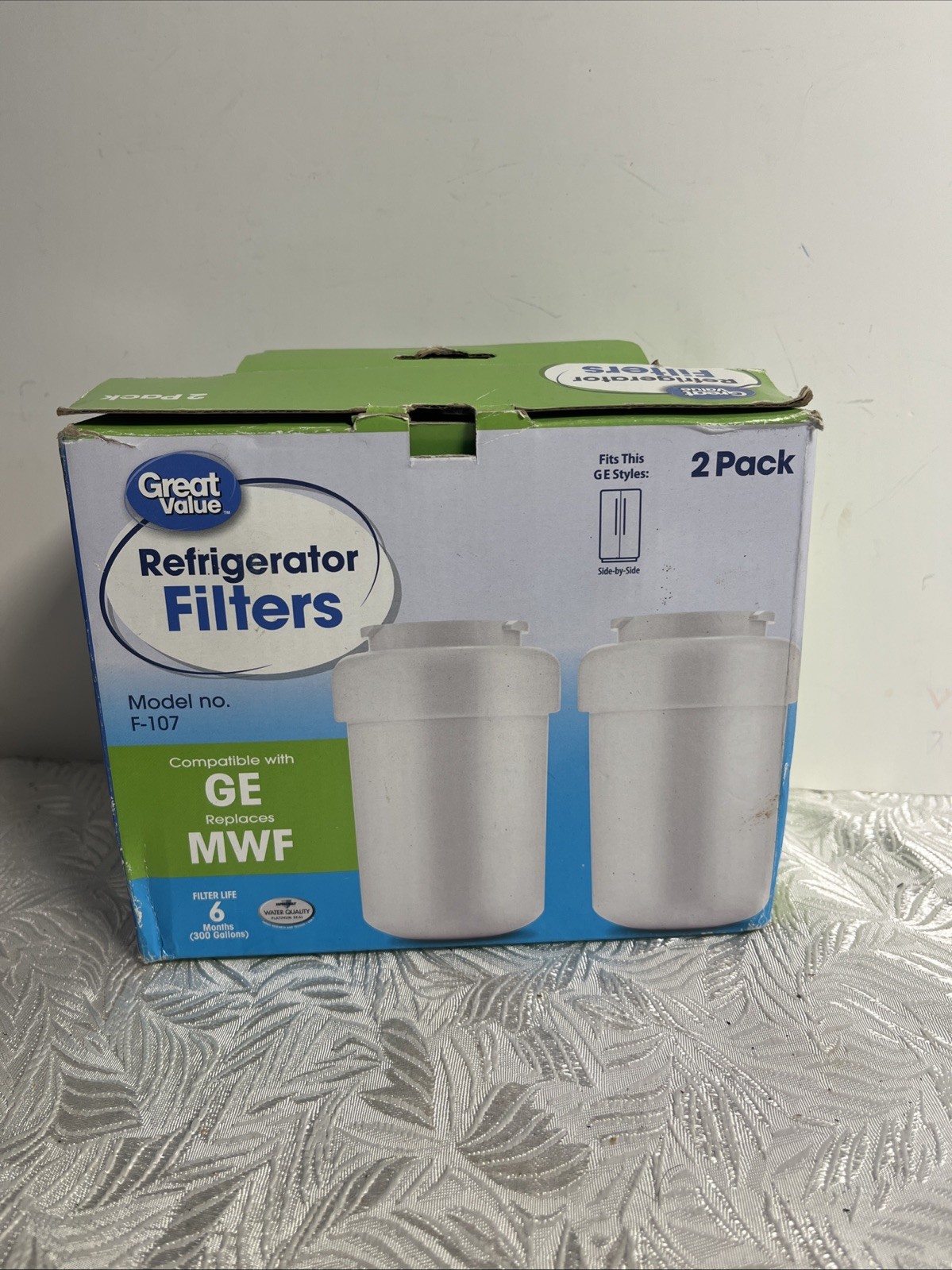 New Great Value Refrigerator Replacement Filters ~ Fits: GE MWF ~ 2 Pack