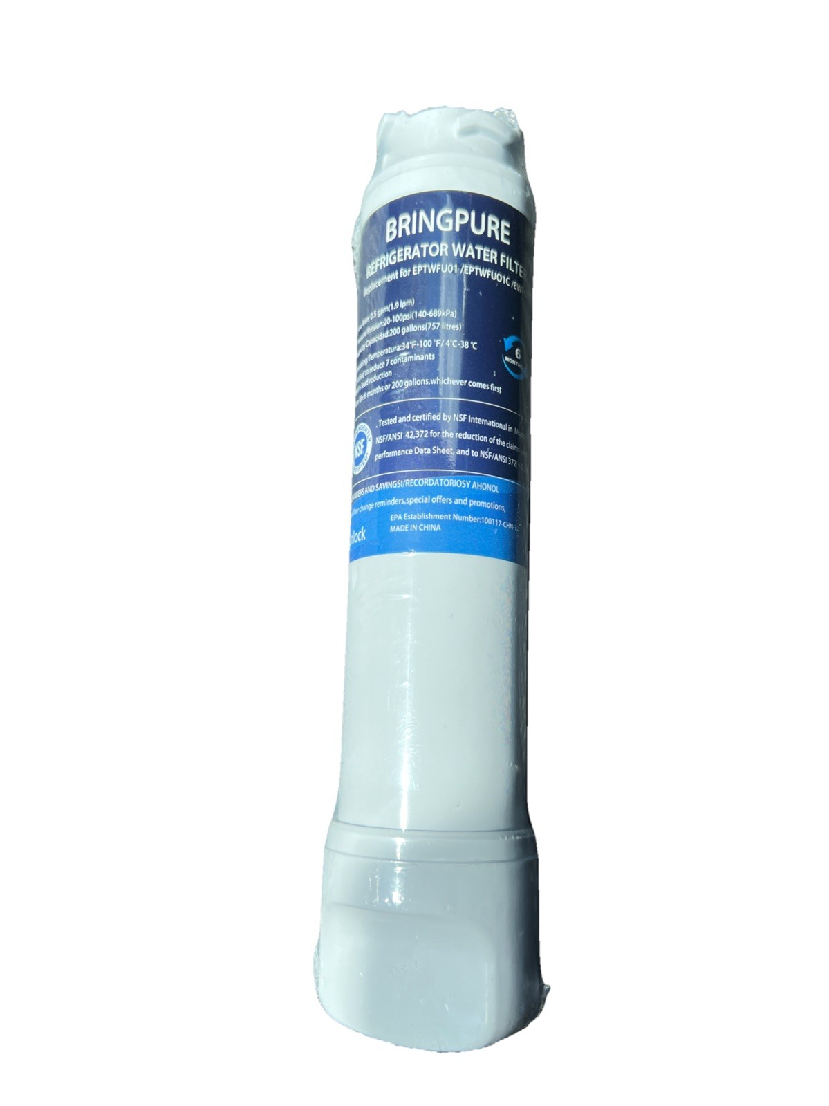 Bringpure Refrigerator Water Filter- Replacement For EPTWFU01, EPTWFU01C, EWF02