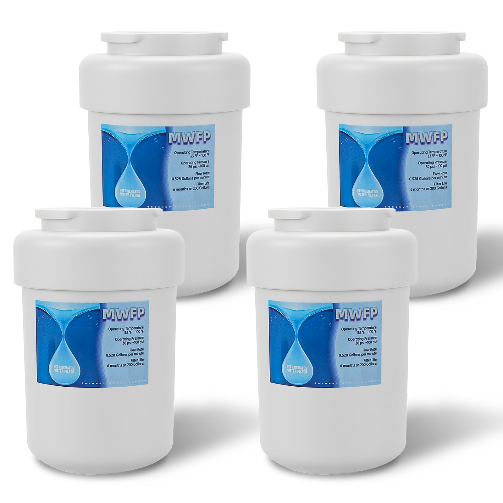 4 Packs MWFP Water Filter Compatible with GE and Kenmore, Premium Filtration