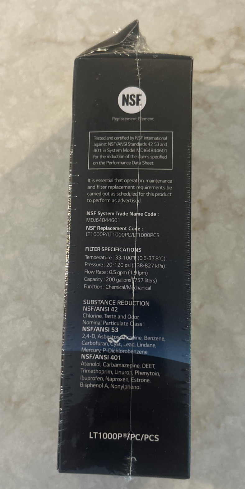 Genuine LG LT1000P Water Filter Replacement Cartridge LT1000PC/PCS NEW SEALED