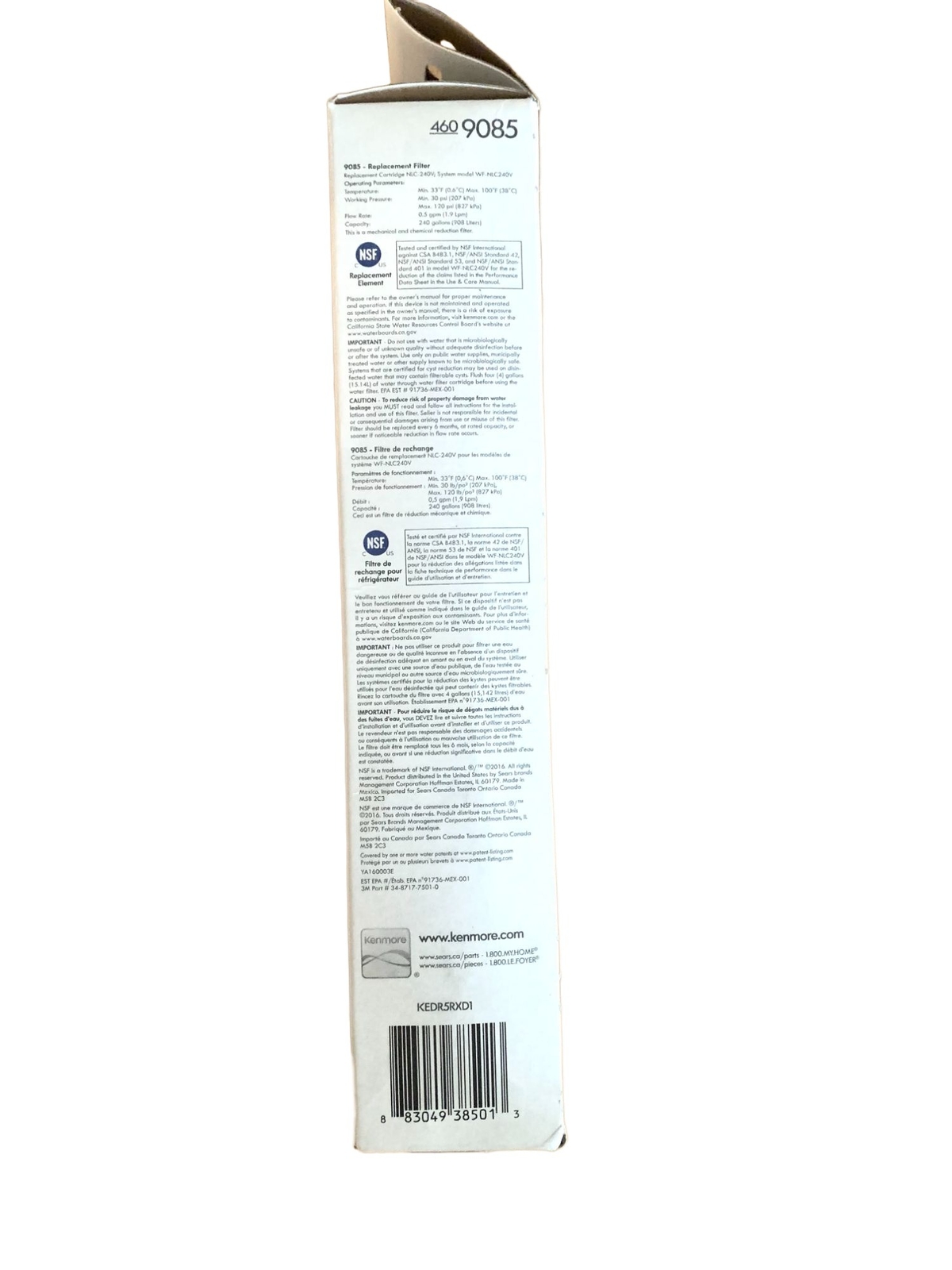 460-9085 Kenmore Refrigerator Water Filter Replaces 4609010 NEW