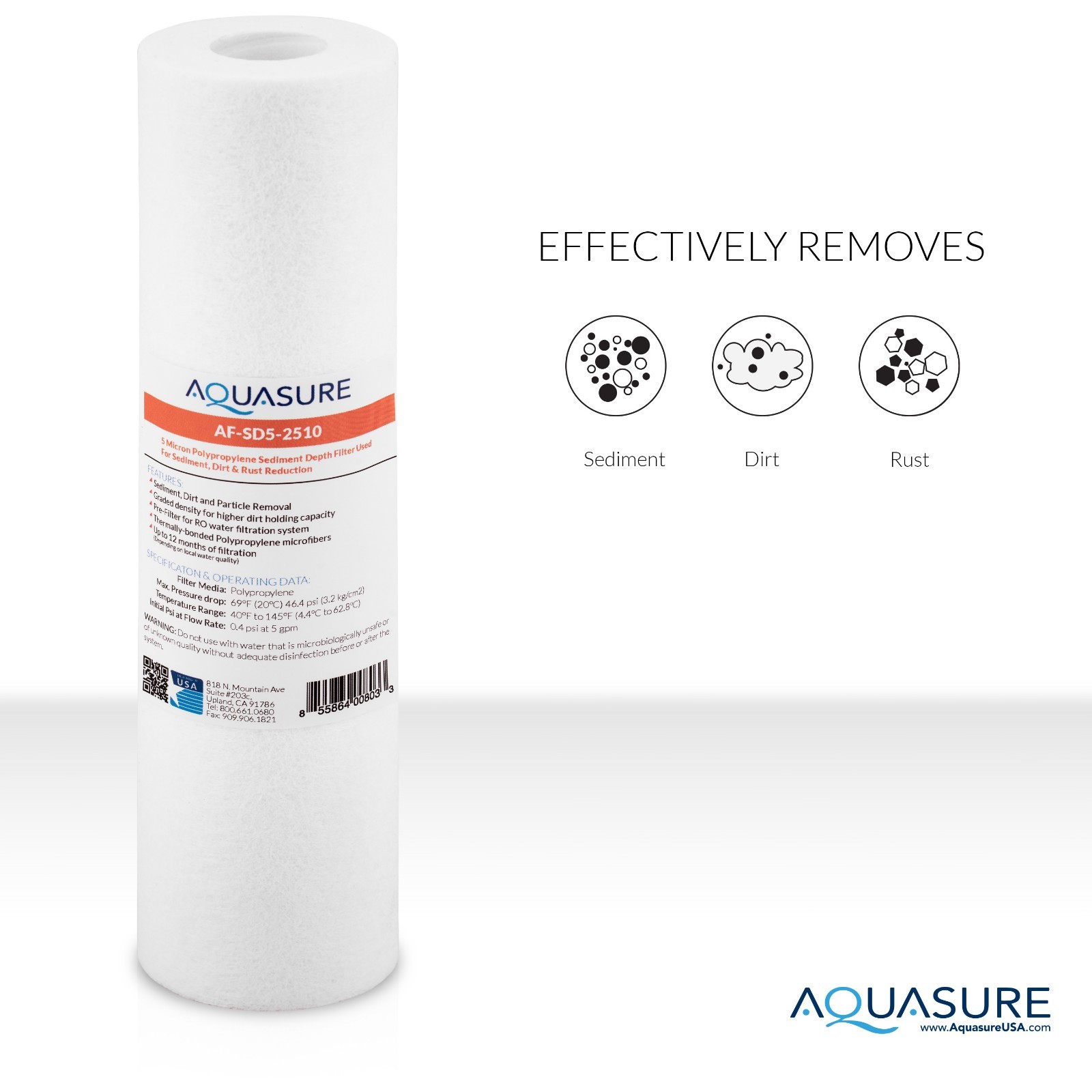 Aquasure Pioneer Series 5 Micron Polypropylene Sediment Depth Filter 10″