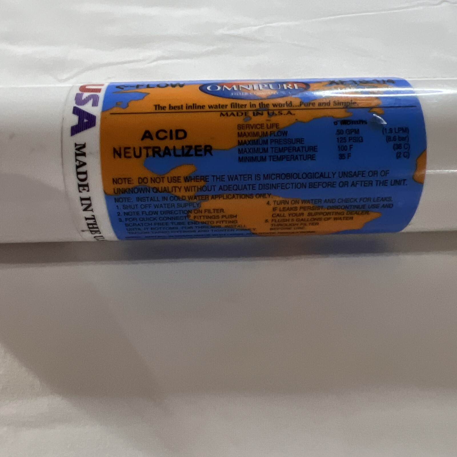 Omnipure XF10 All Calcite Acid Neutralizer 10’’ Inline Water Filter 3/8 T-48