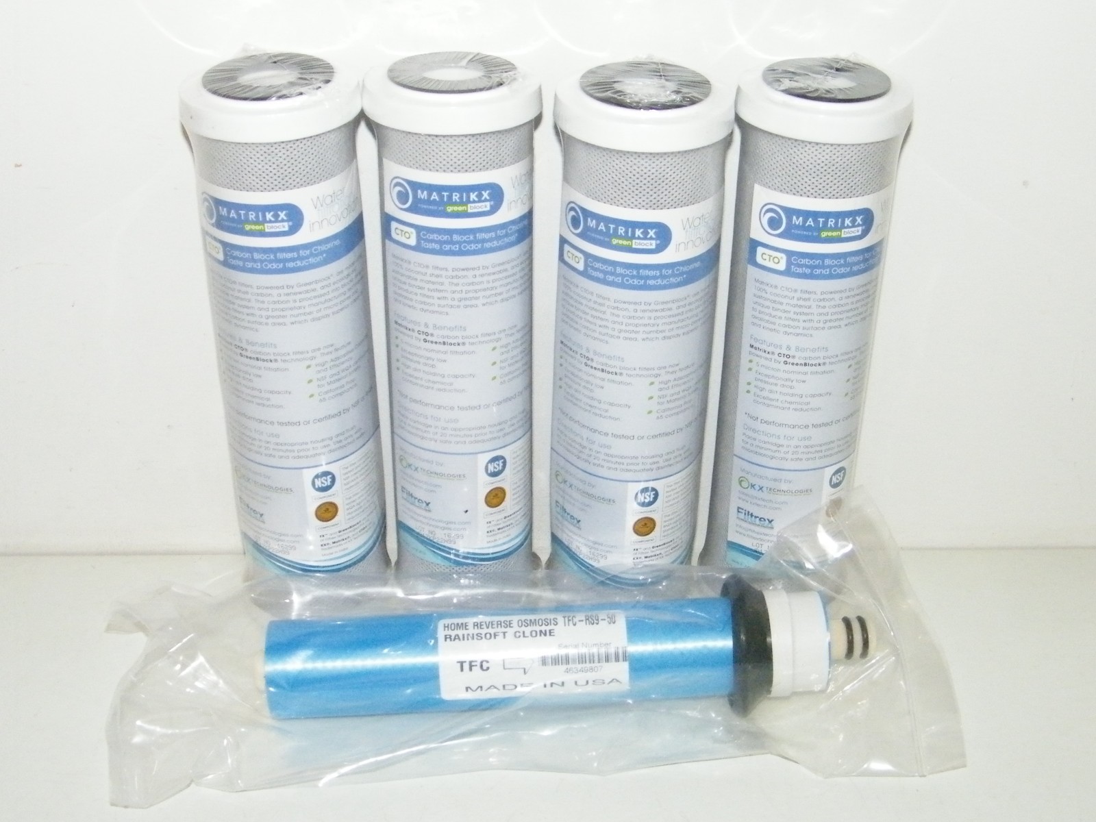 Rainsoft TFC-RS9-50 Clone RO Reverse Osmosis Membrane & 4 Matrikx Carbon Filters