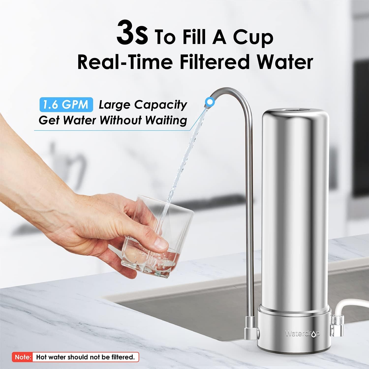 Waterdrop Replacement Faucet Filter,Countertop Water Filter,5-stage,1 Pack