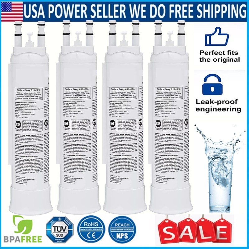 4 Pack Replacement for Frigidaire FPPWFU01 PWF-1 PurePour Water&Ice Filter White