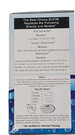 Best Choice BCF86 For Whirlpool 8171413 Water Filter Replacement **NEW** 2 Pack
