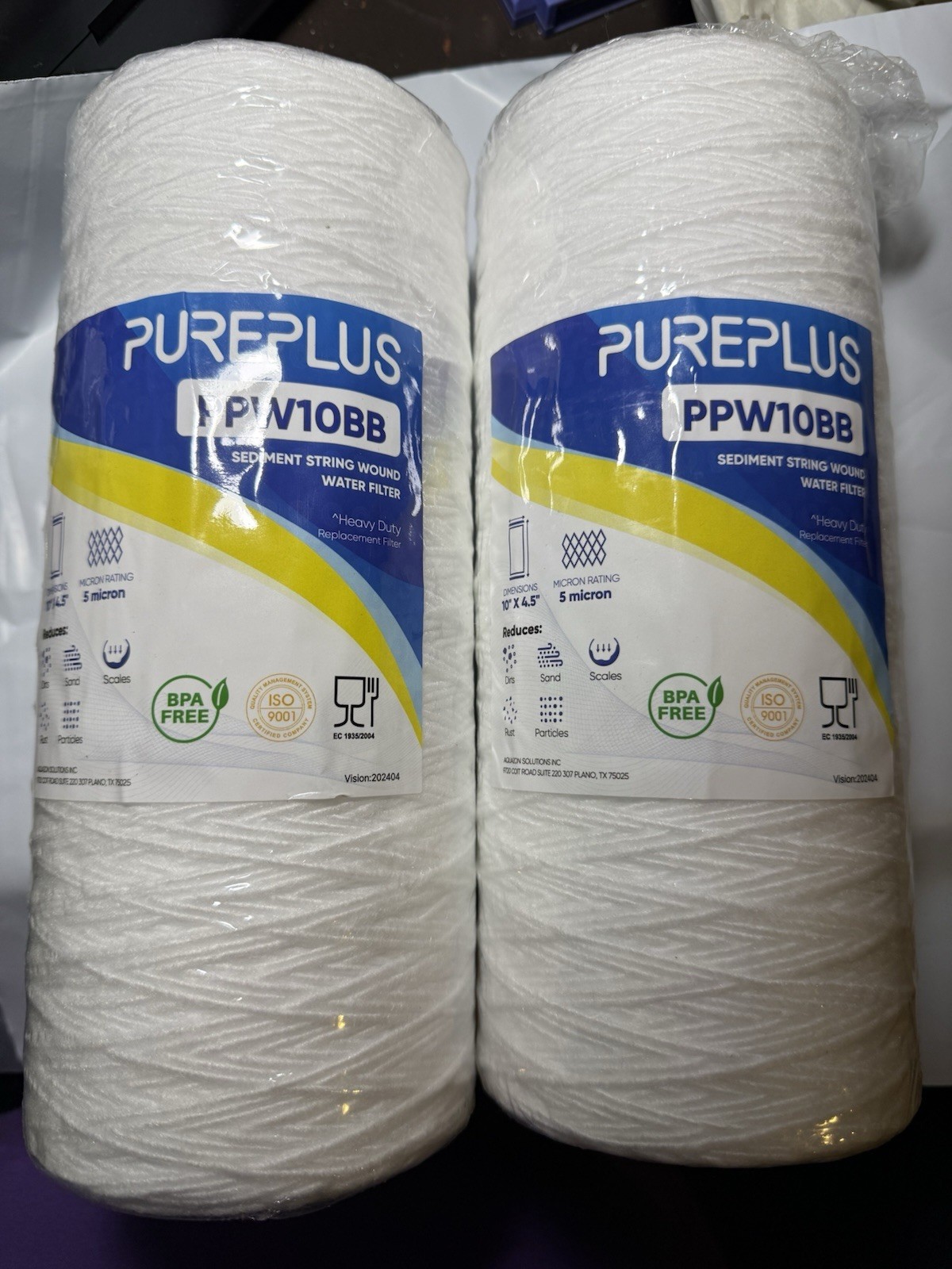 Set of 2 new sealed water filters PurePlus #PPW10BB 10″x4.5″