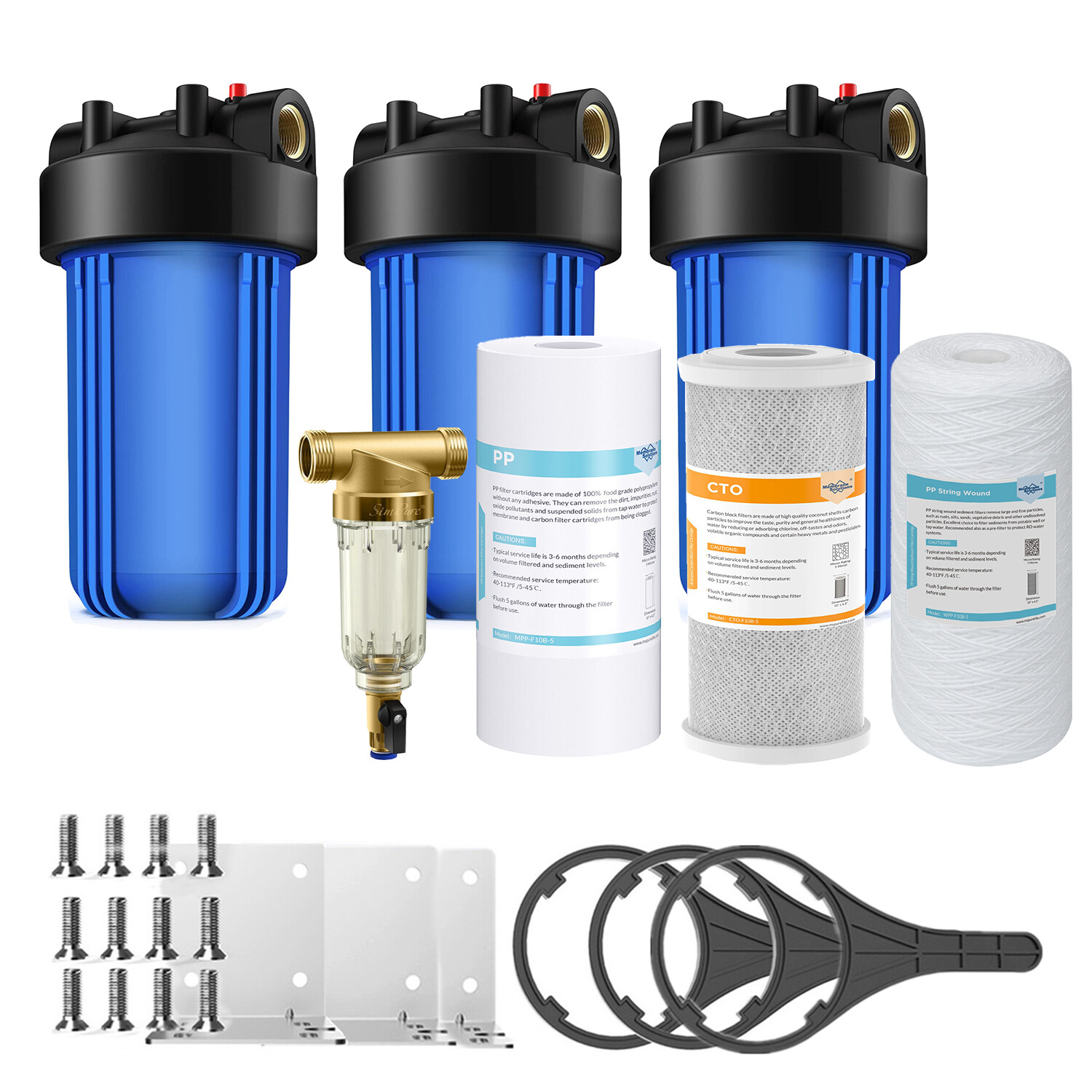 10 Inch Big Blue Whole House Water Filter Housing Filtration System 10″ x 4.5″