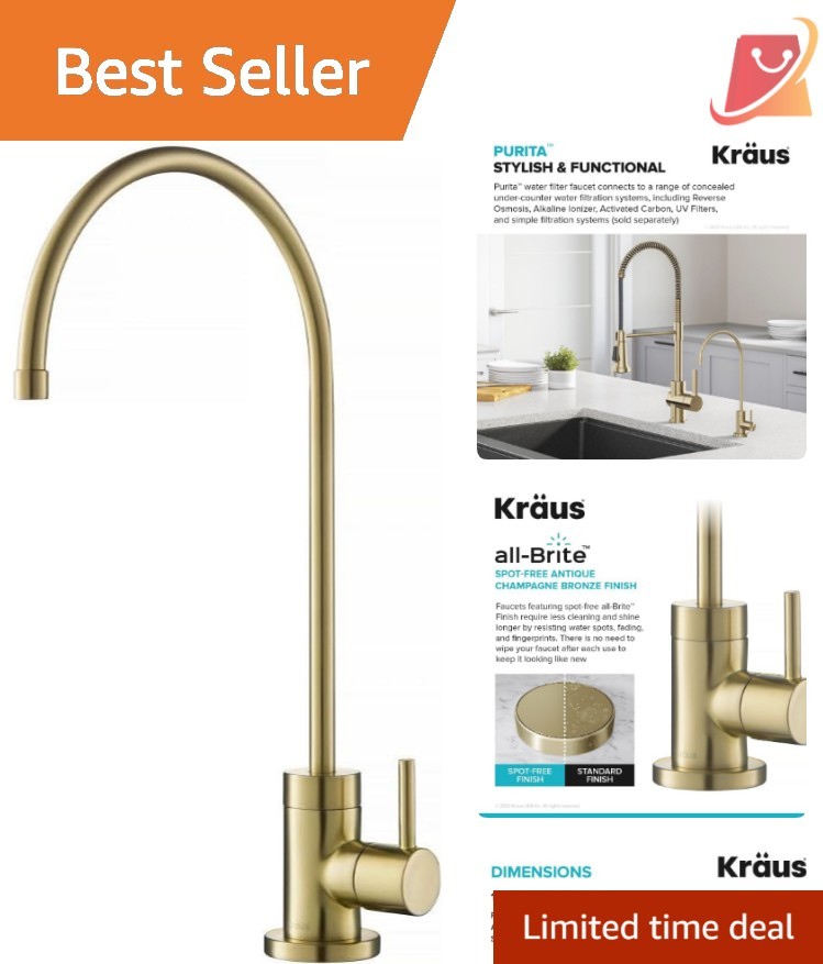 Kitchen Water Filter Faucet Brass 12-in Lead-Free Spot Free Champagne Bronze