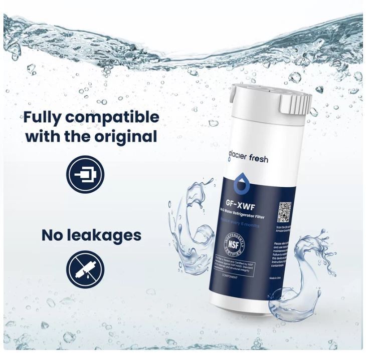 GLACIER FRESH XWF Replacement for GE XWF Refrigerator Water Filter Pack of 2