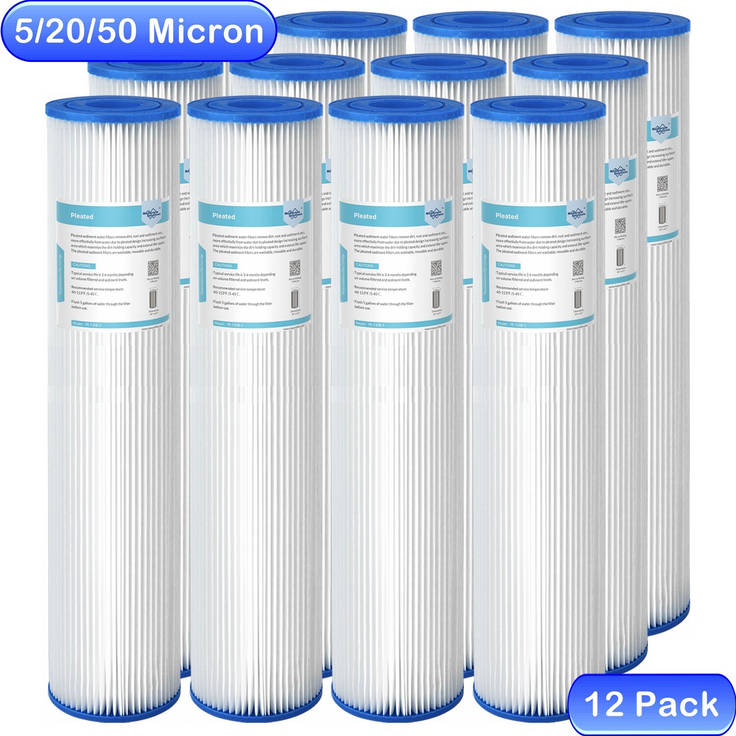 20″ x 4.5″ Washable Pleated Sediment SED Pre-Filter for Whole House Well Water