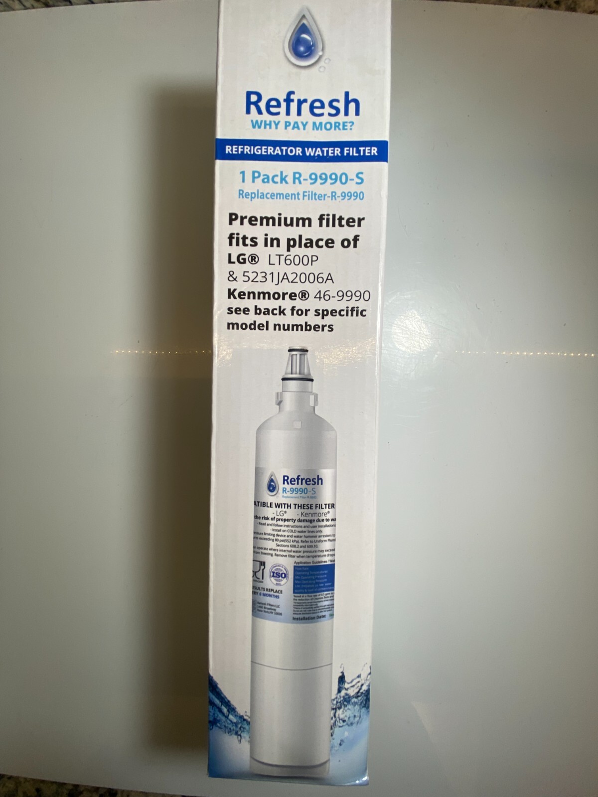 Refresh R-9990-S Refrigerator Water Filter Kenmore 46-9990 LG LT600P SEALED NIB