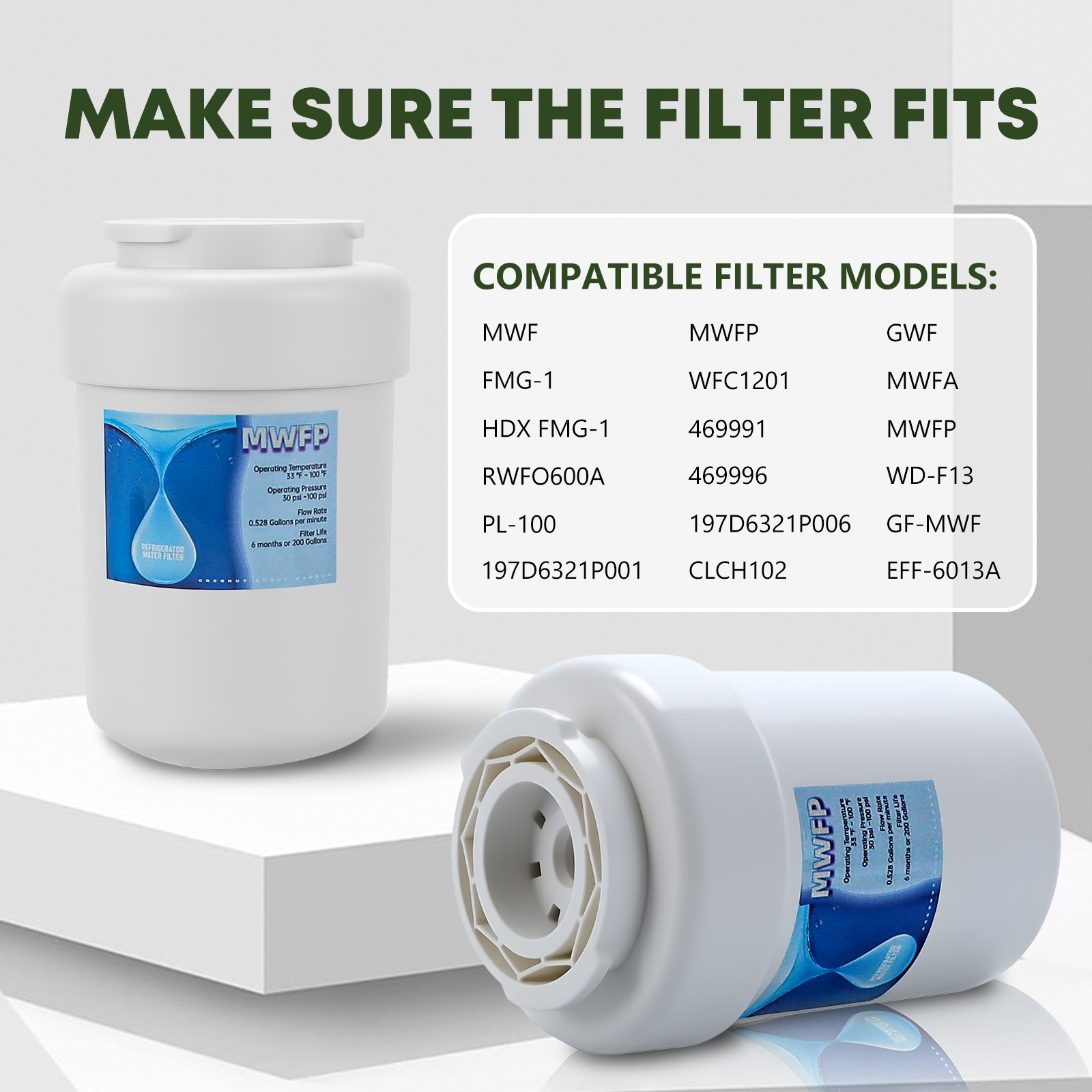 6 pack MWFP Refrigerator Water Filter Replacement for GE MWF MWFP GWF 46-9991