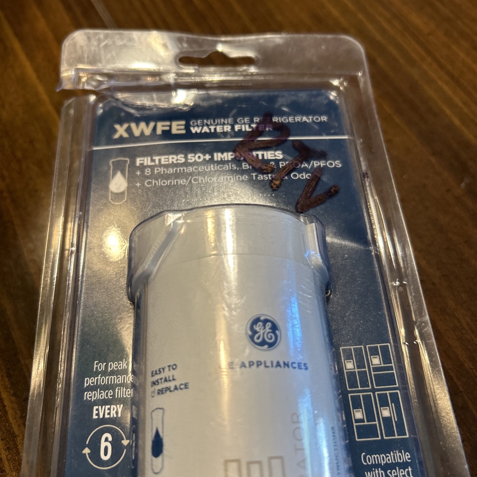 One Sealed Genuine XWFE Replacement Water Filter for Compatible GE Refrigerators