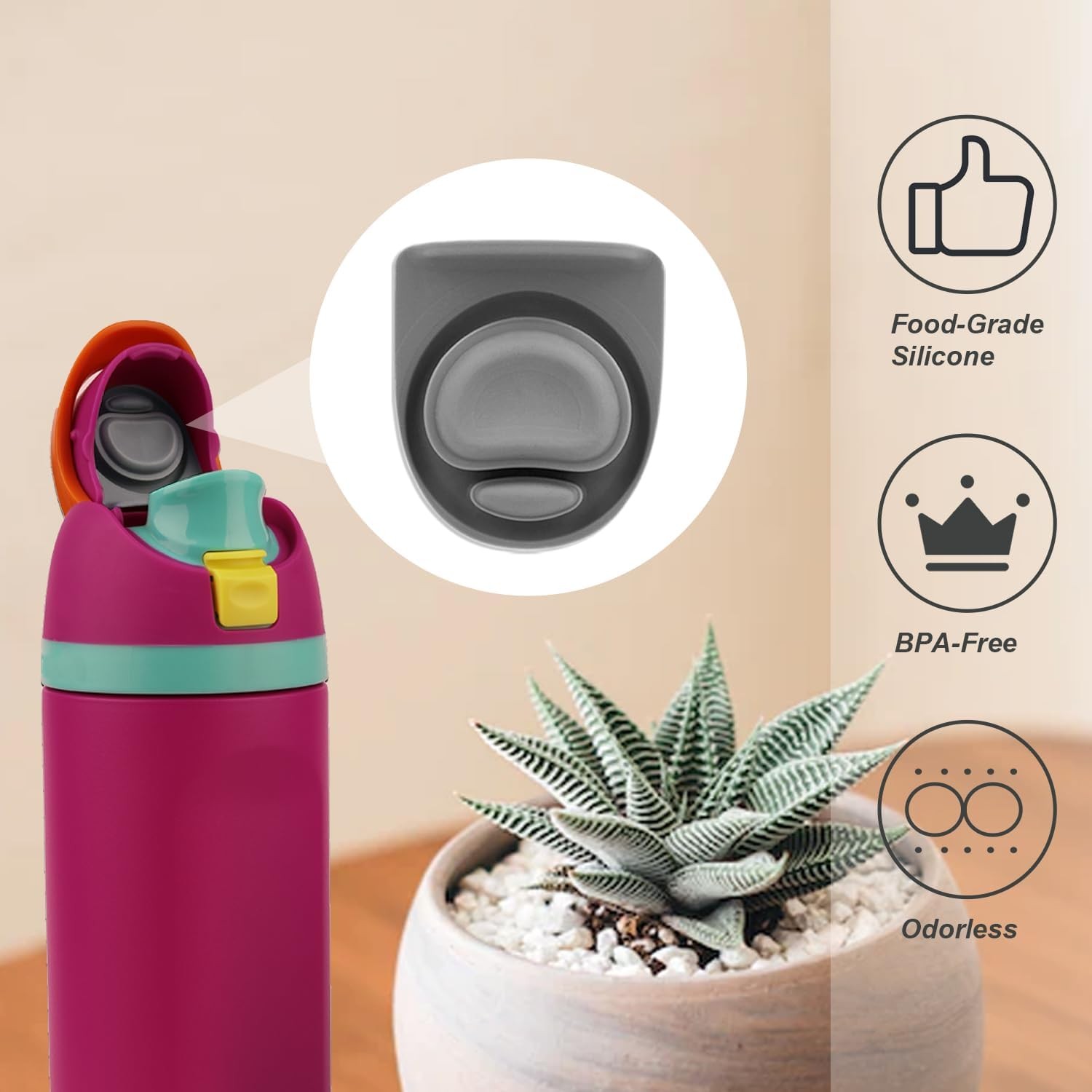 2pcs Replacement Stopper for Owala FreeSip Bottles, Silicone Leak-Proof Plug