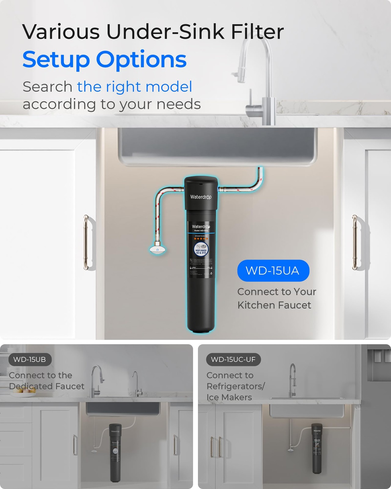 Waterdrop 15UA Under Sink Water Filter System 2 Years Reduces Lead Chlorine Bad