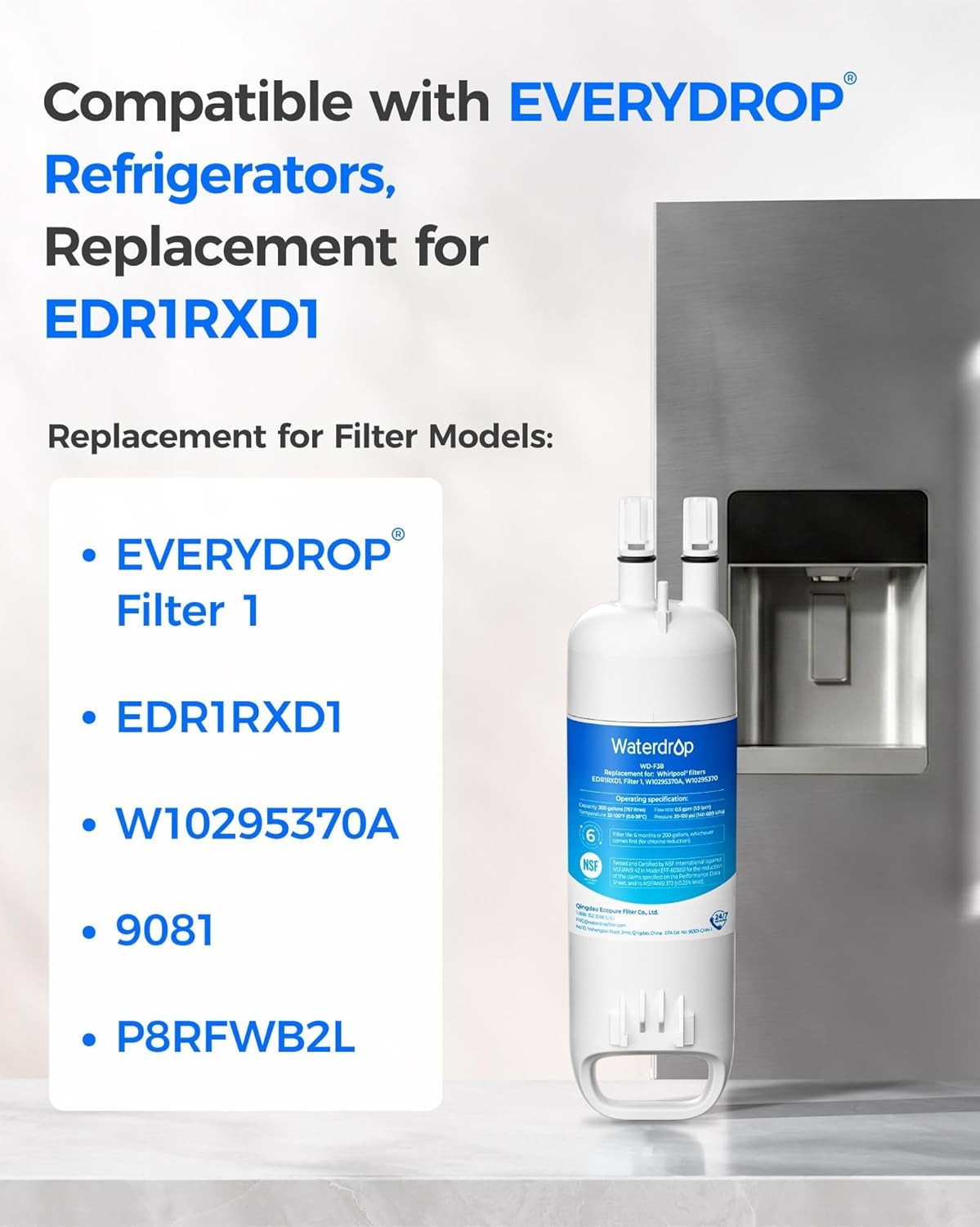 Waterdrop MB-F38 Water Filter, Replacement for Kenmore® 46-9081, 46-9930(2)