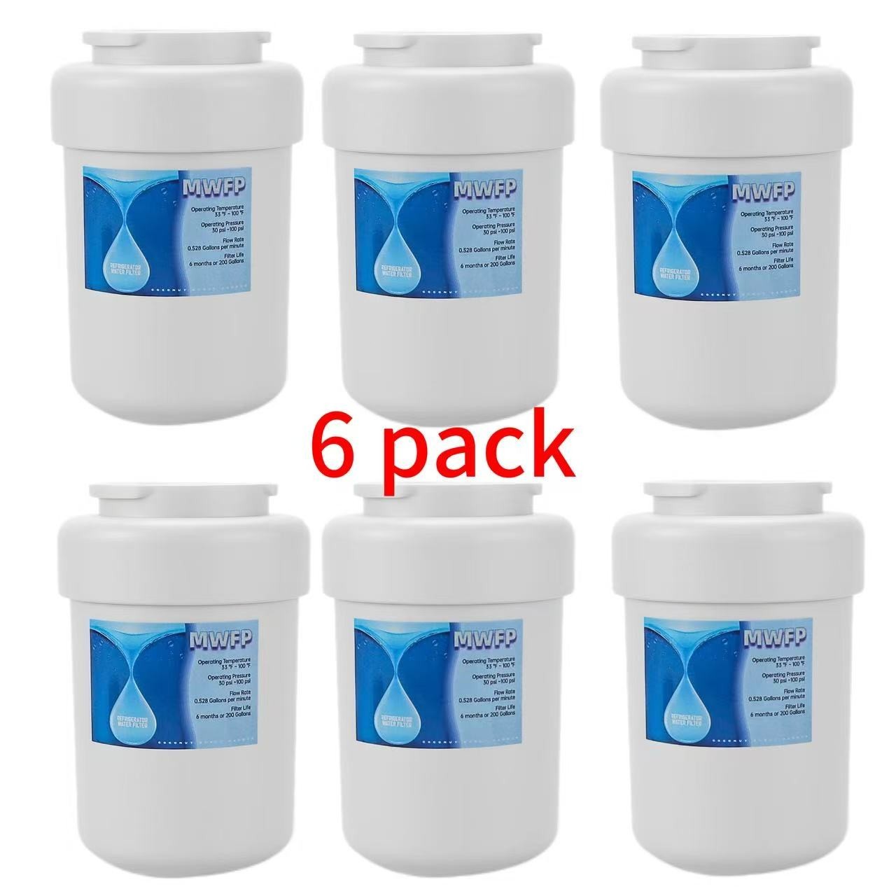 6 pack MWFP Refrigerator Water Filter Replacement for GE MWF MWFP GWF 46-9991
