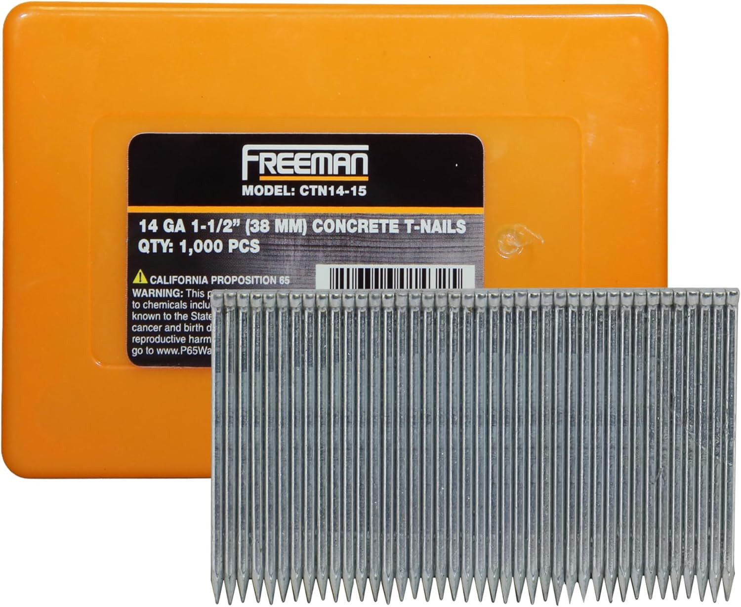 Concrete T-Nails | 14 Gauge | 1-1/2″ | Glue Collated | Galvanized Steel | 1,000