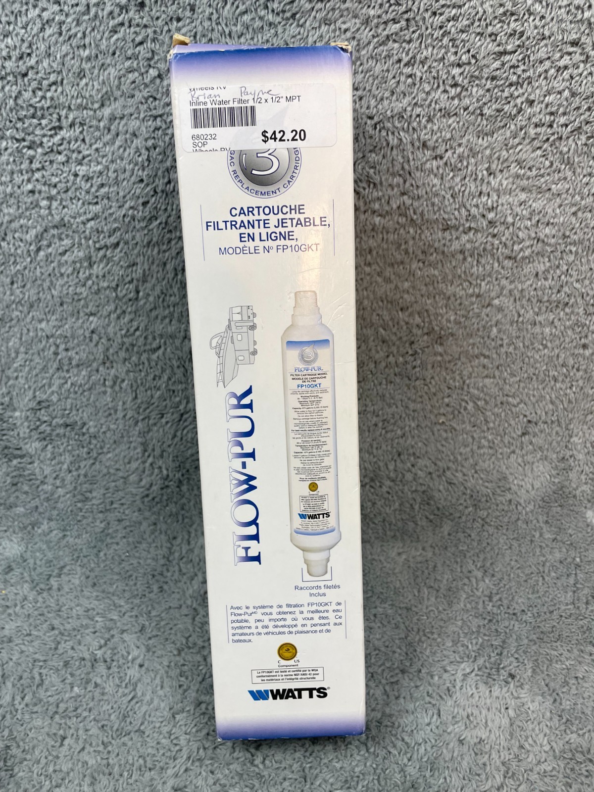 Watts FP10GKT Flow-Pur Replacement In-Line Water Filter (3 Drop)