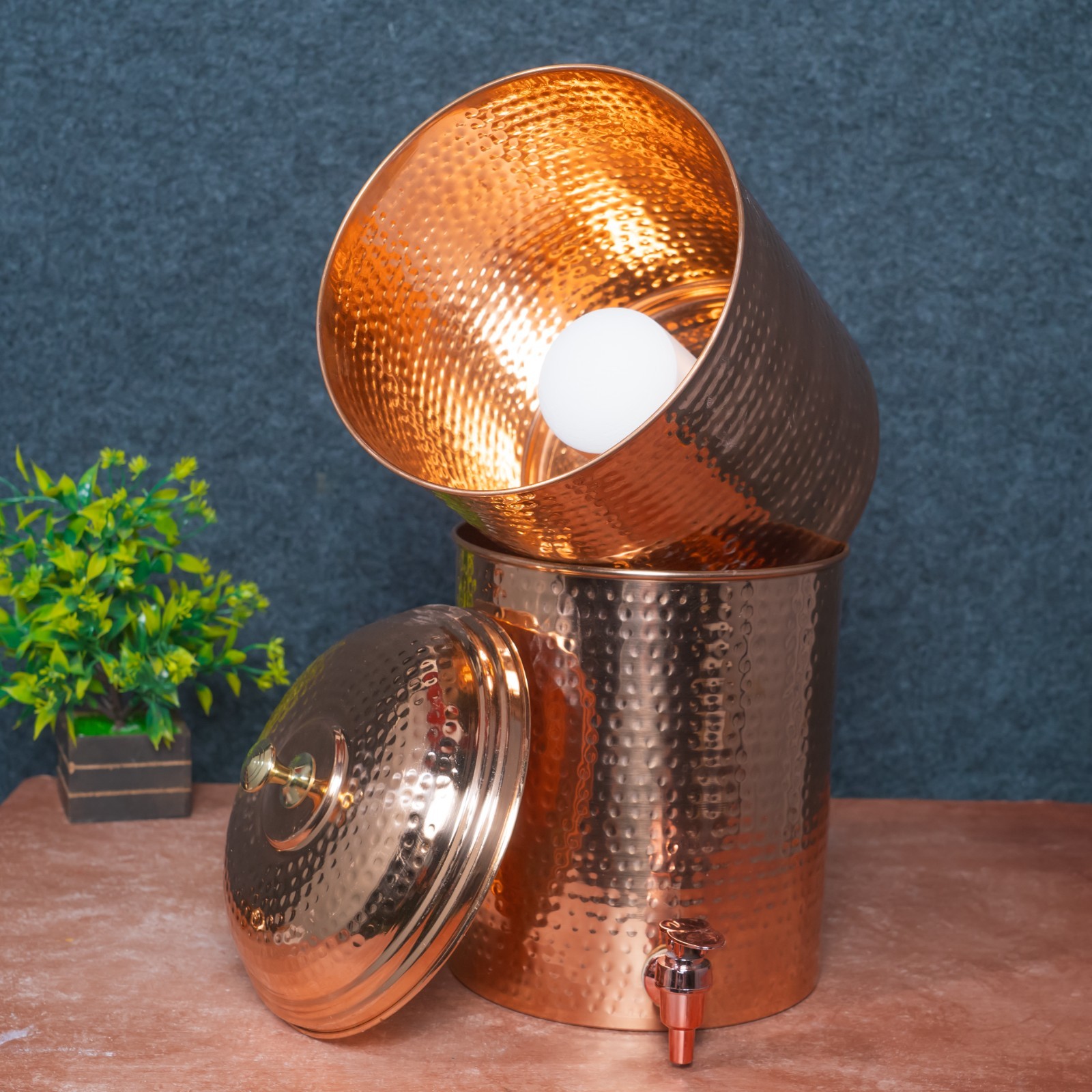 Handcrafted Hammered Copper Water Filter Dispenser – Natural Water Purification