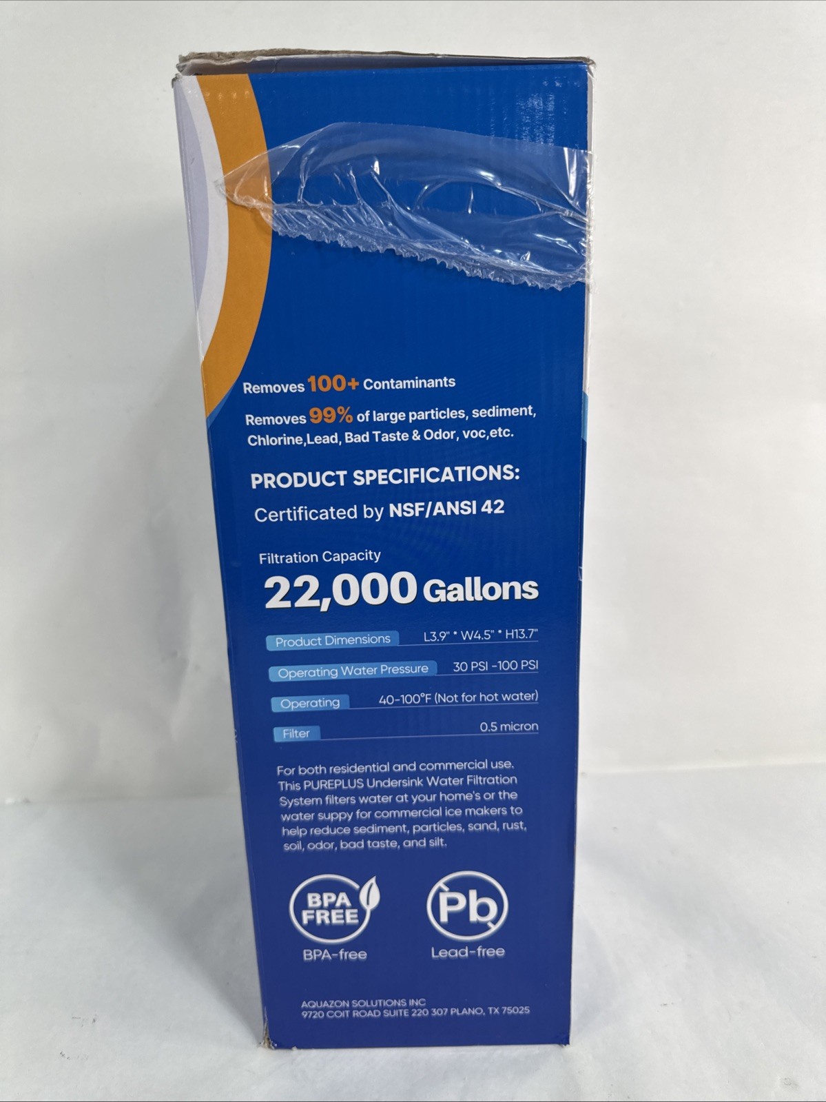 PUREPLUS WFS5300A 22000 GAL NSF/ANSI 42 CERTIFIED UNDER SINK WATER FILTER SYSTEM