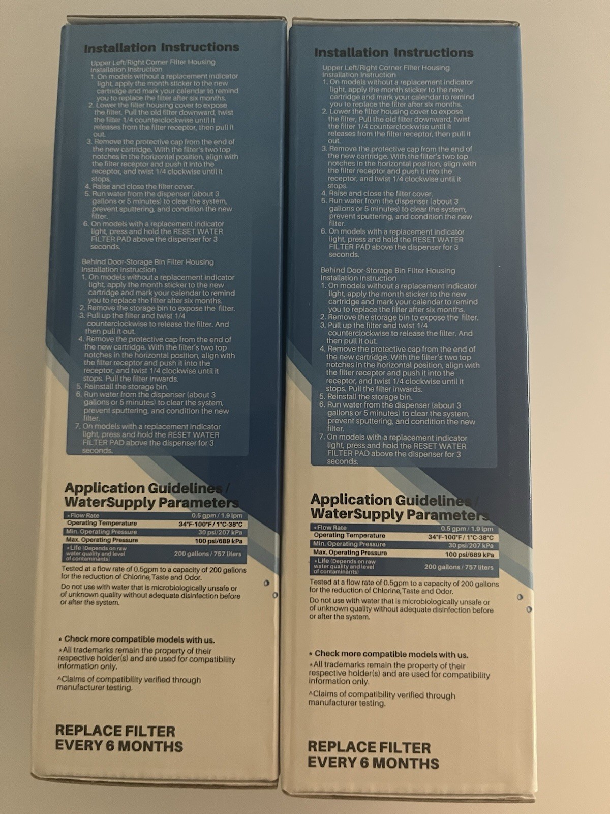 ICE PURE RWF4700AC Refrigerator water filters. Two new. Boxes Unopened.