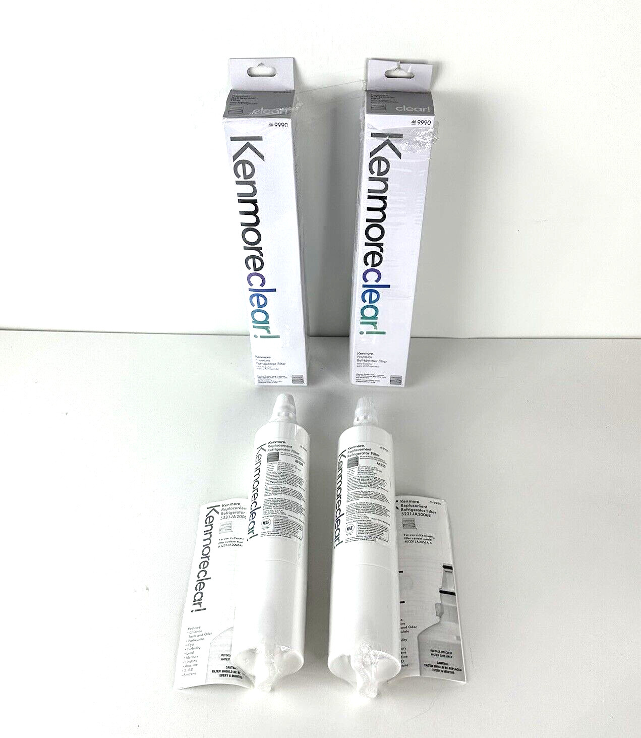 Two New Kenmore OEM Clear 46-9990 Premium Refrigerator Filter Sealed 469990