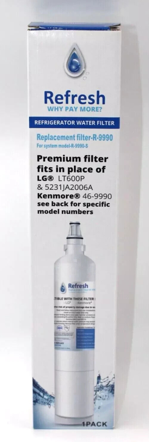 3 pack Refresh Waterdrop Filter R-9990-S LG LT600P & 5231JA2006A Refrigerators