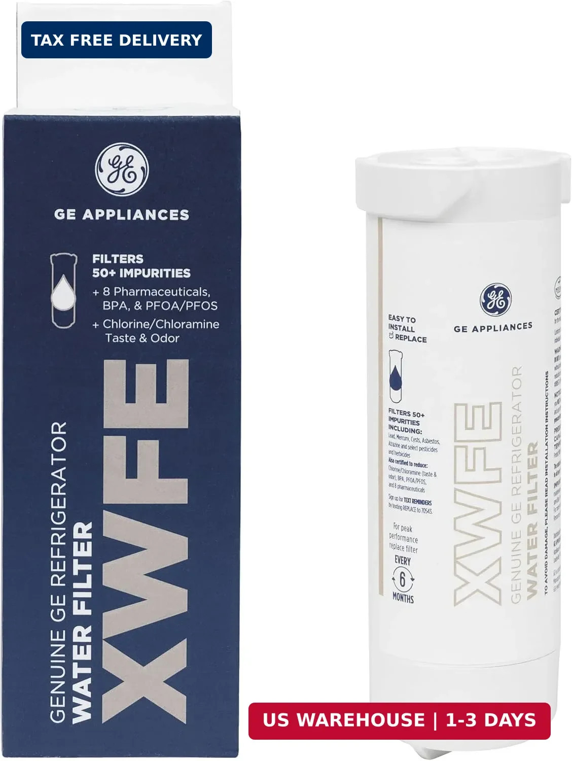 XWFE Refrigerator Water Filter, Genuine Replacement Filter, Certified to Redu