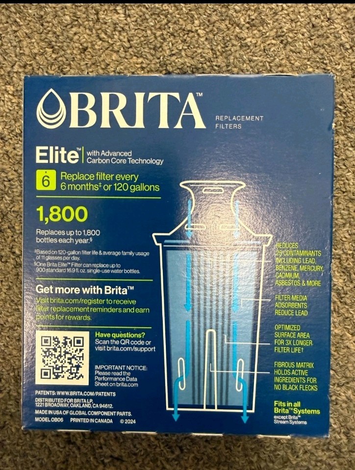 Brita Elite Replacement Water Filter for Pitchers and Dispensers, 2 Pack, Sealed