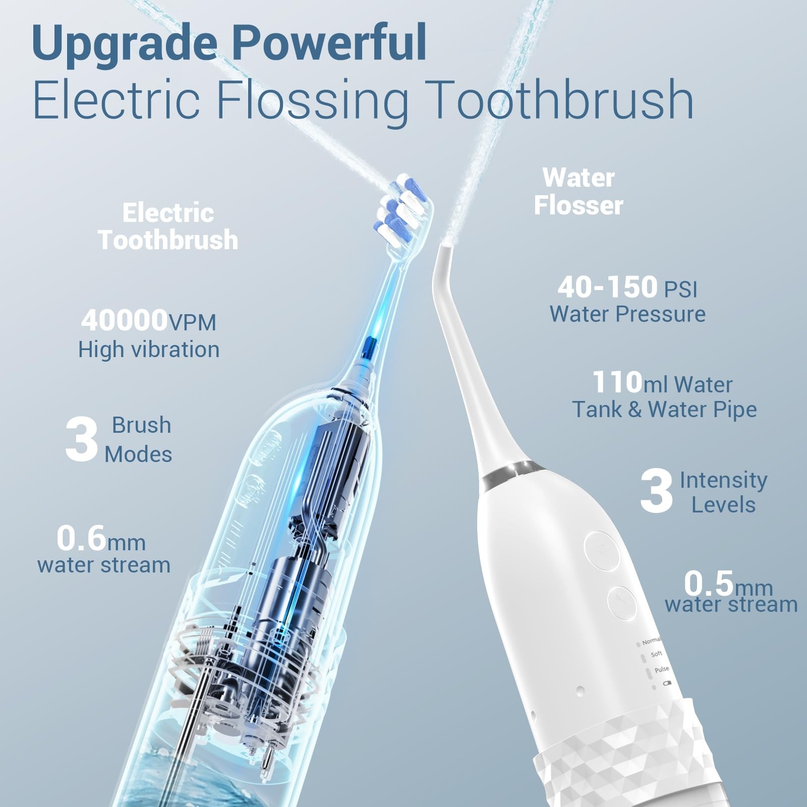 Marchpower Upgraded 2-in-1 Electric Toothbrush 1 Count (Pack of 1), White