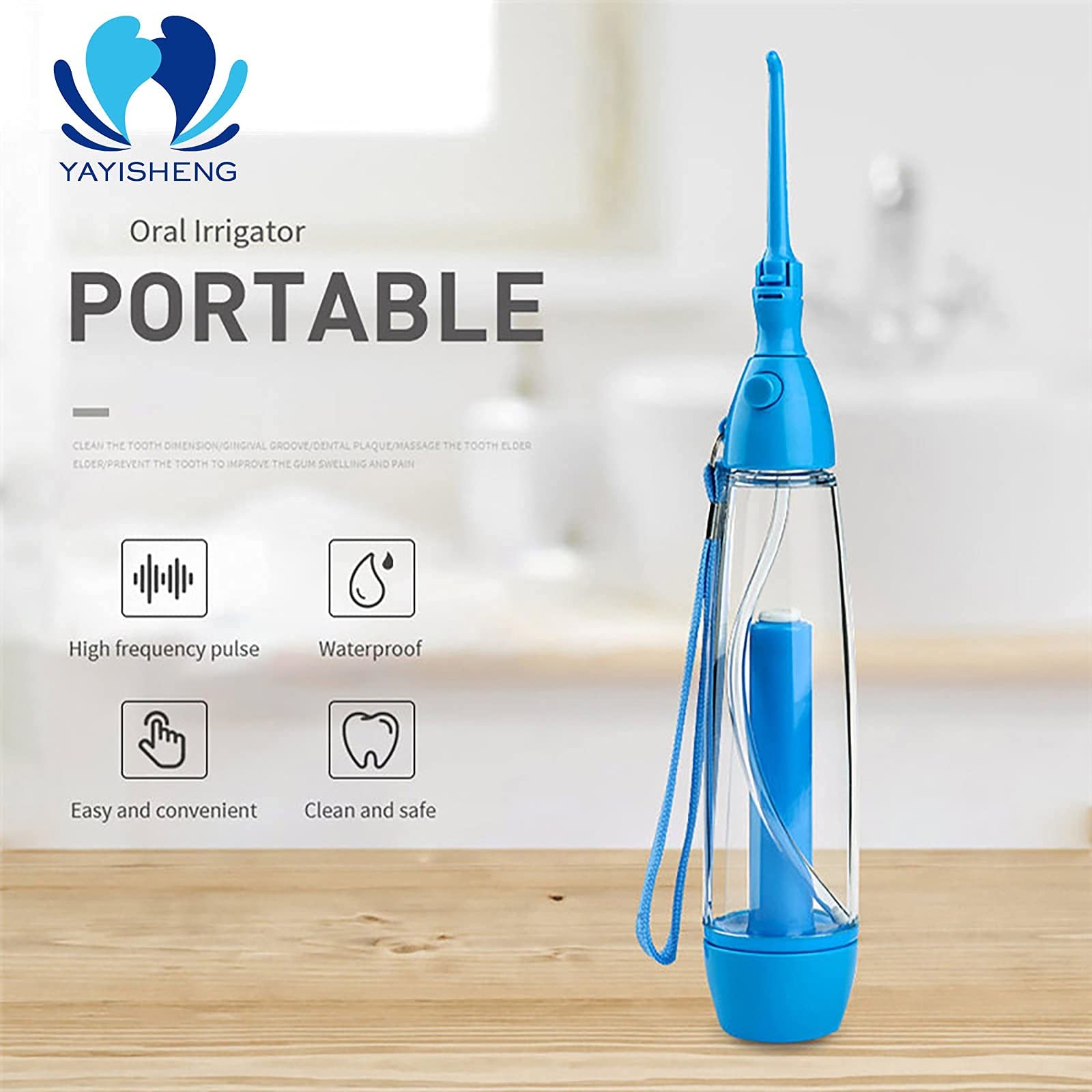 Water Dental Flosser Non-Electric Portable 1 Count (Pack of 1), Blue