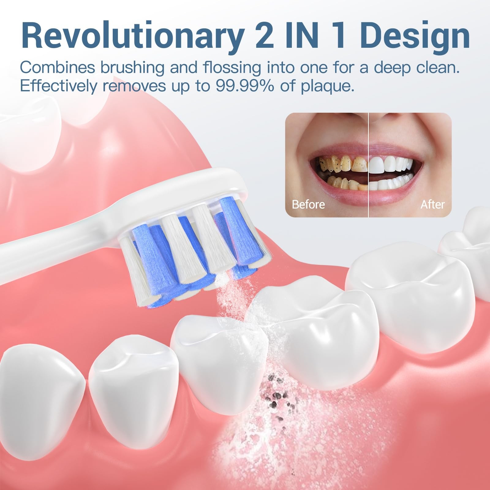 Marchpower Upgraded 2-in-1 Electric Toothbrush 1 Count (Pack of 1), White