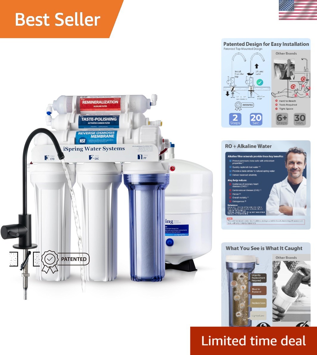 BLK, NSF/ANSI 58 Certified, Alkaline 6-Stage Reverse Osmosis System with Styl…