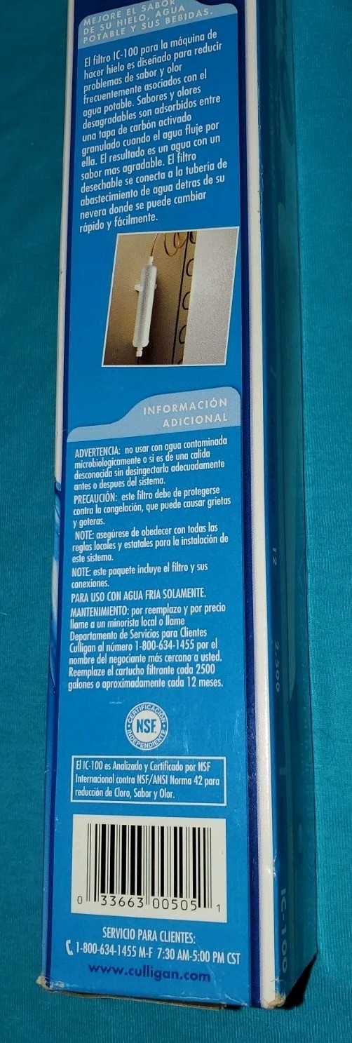 Genuine Culligan IC-100A Ice Maker Inline Filter – White FREE SHIPPING Culligan